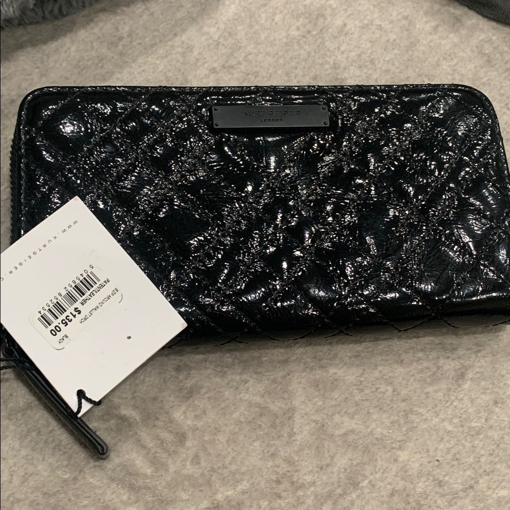 Black Quilted Patent Leather Women’s Wallet - Picture 2 of 3